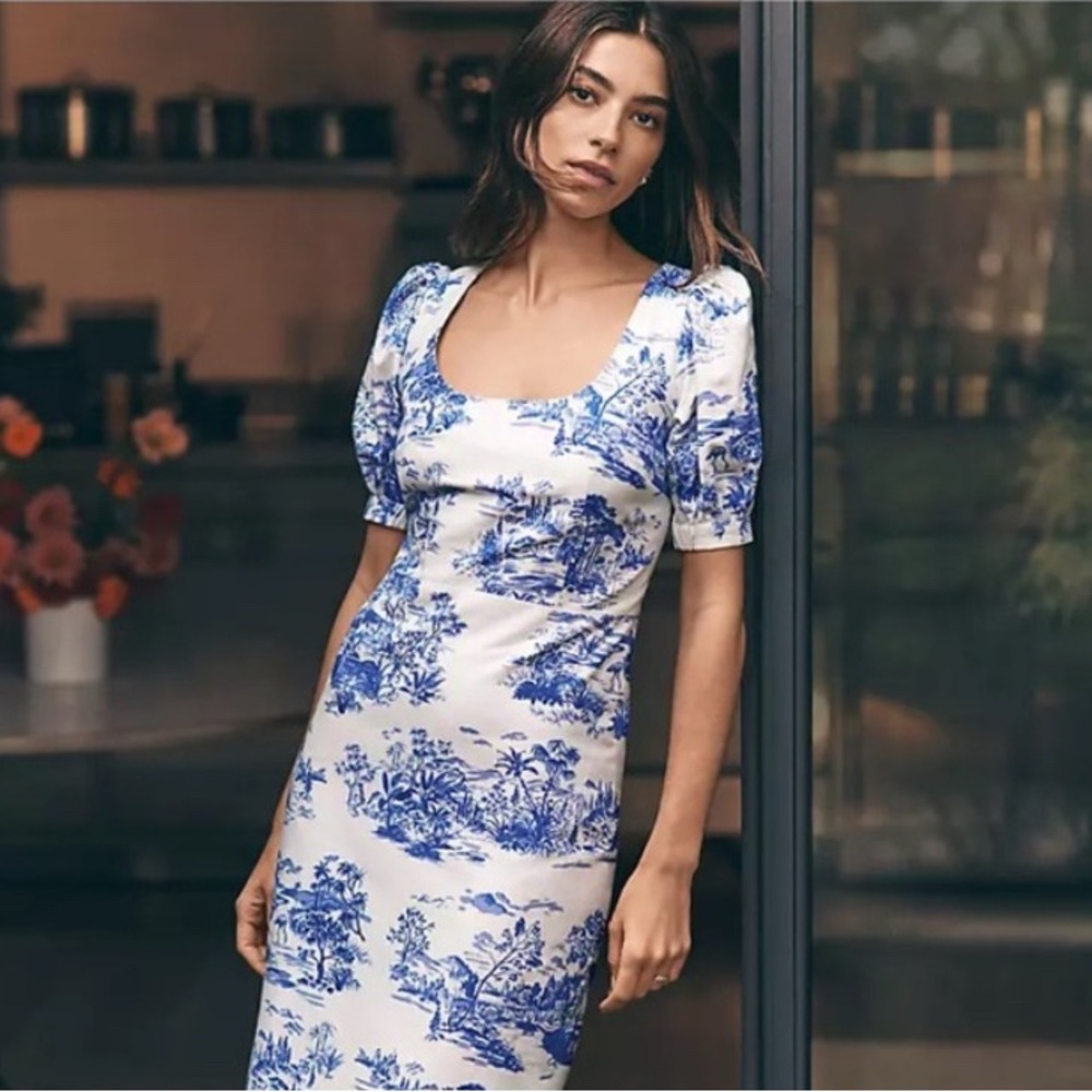 Ann Taylor Blue and White Dress